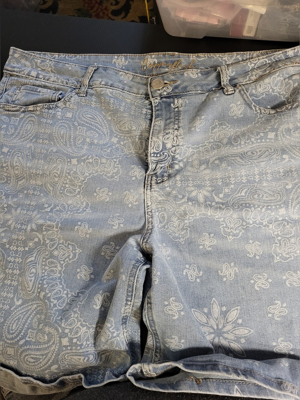 Light Blue Paisley Print Women’s Jeans Shorts sz 22 #1585-1060